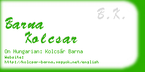 barna kolcsar business card